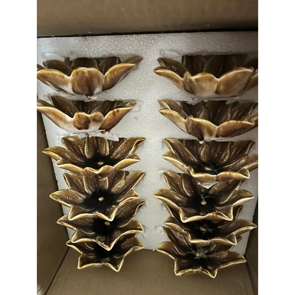NEW Bloomingville Stoneware Flower Shaped Dish Set of 12